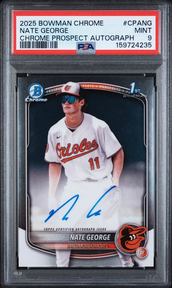 2025 #CPANG Nate George PSA 9 Bowman Chrome Prospect Autographs
