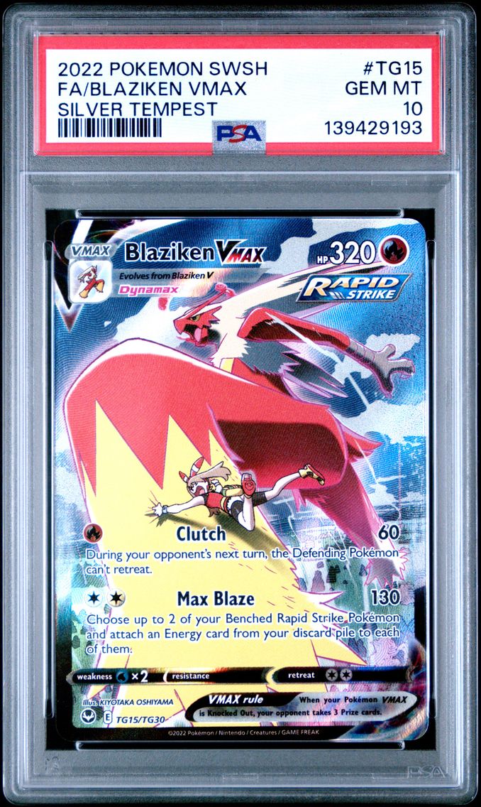 2022 #TG15 Full Art/Blaziken Vmax PSA 10 Sword & Shield Silver Tempest