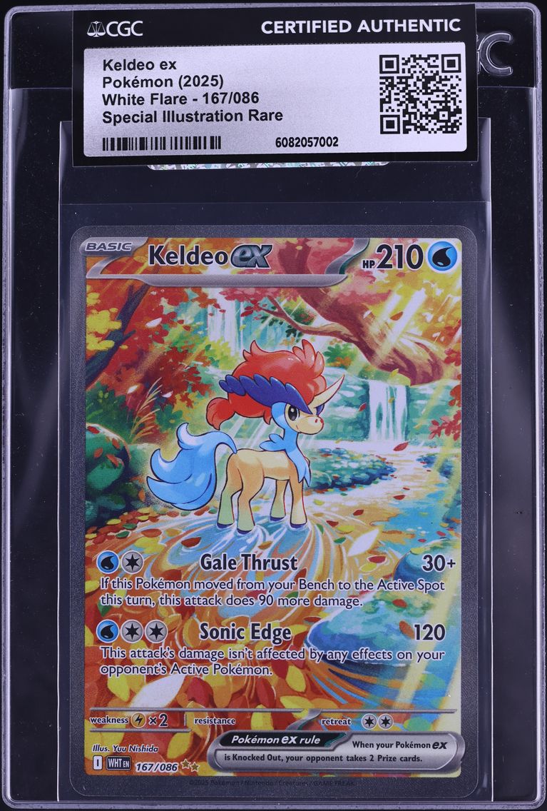 2025 #167 Keldeo EX CGC  Wht EN-White Flare Pokemon
