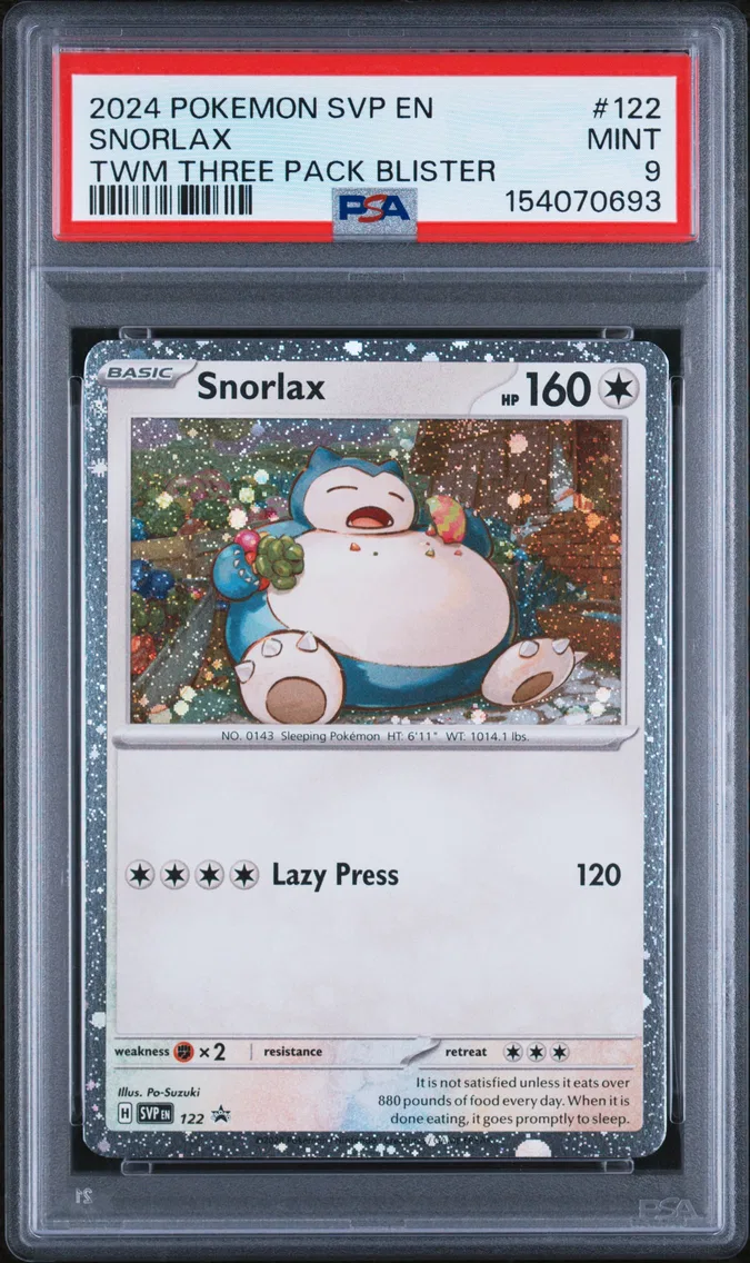 2024 #122 Snorlax PSA 9 Svp EN-SV Black Star Promo