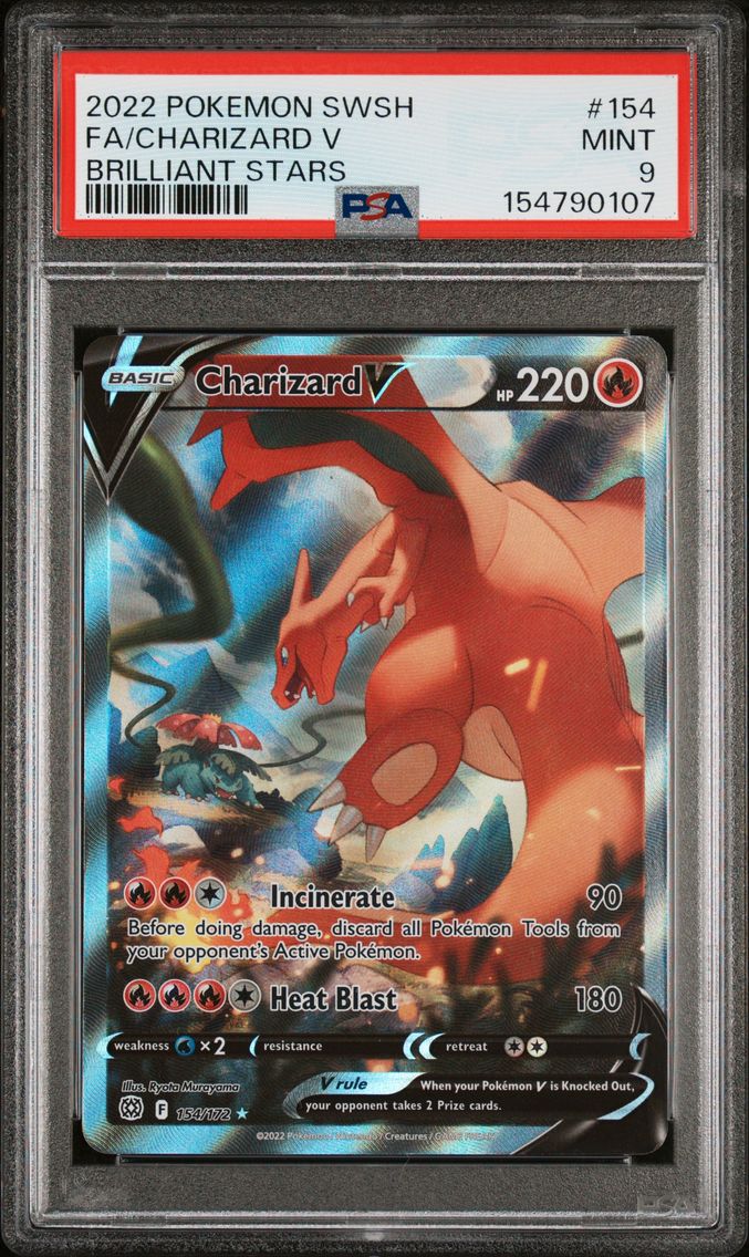 2022 #154 Full Art/Charizard V PSA 9 Sword & Shield Brilliant Stars