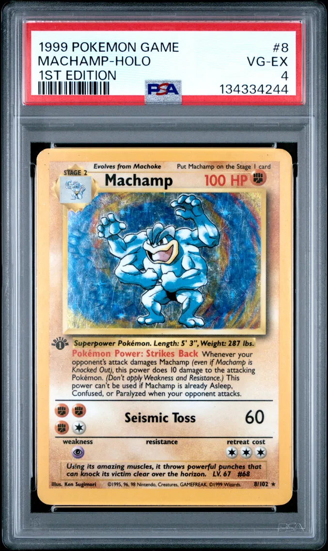 1999 #8 Machamp-Holo 1st Edition PSA 4 Game