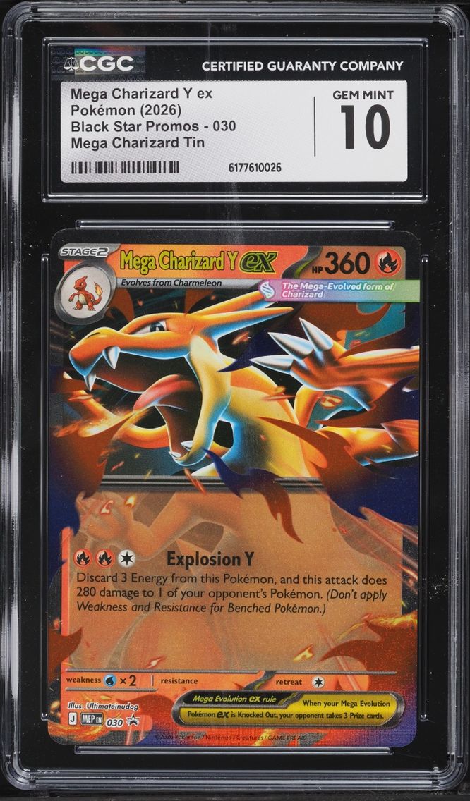 2026 Pokemon Mega Evolution Black Star Promo Tin Mega Charizard Y ex #30 CGC 10 GEM MINT