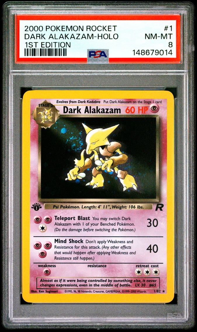 2000 #1 Dark Alakazam-Holo 1st Edition PSA 8 Rocket