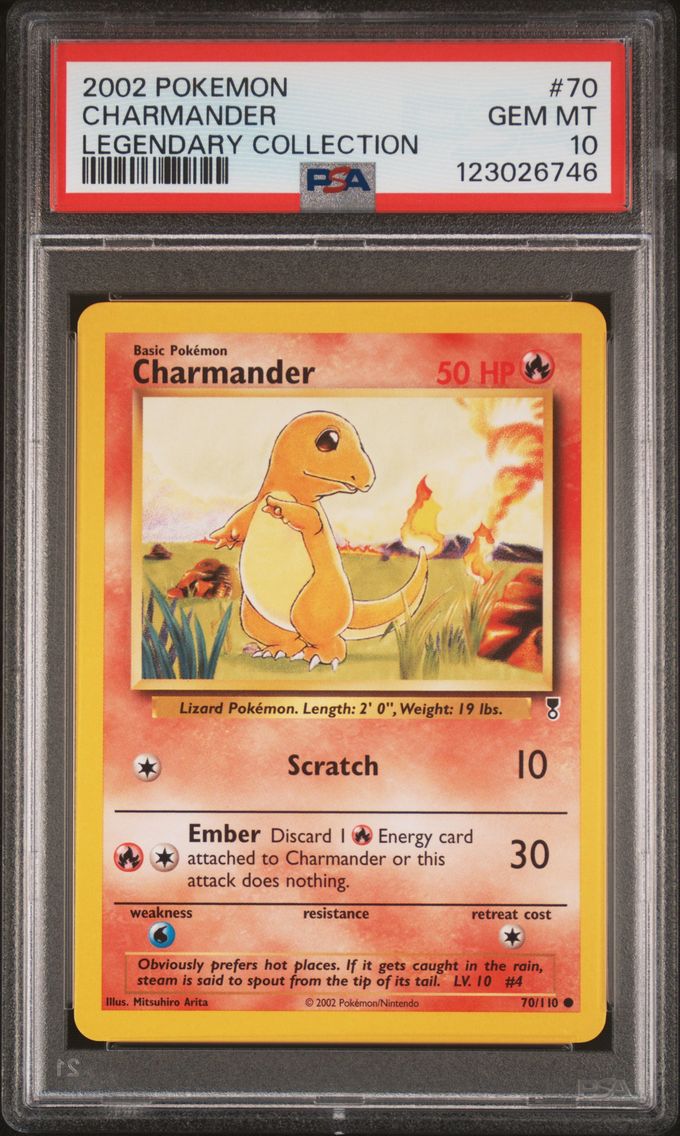 2002 #70 Charmander PSA 10 Legendary Collection