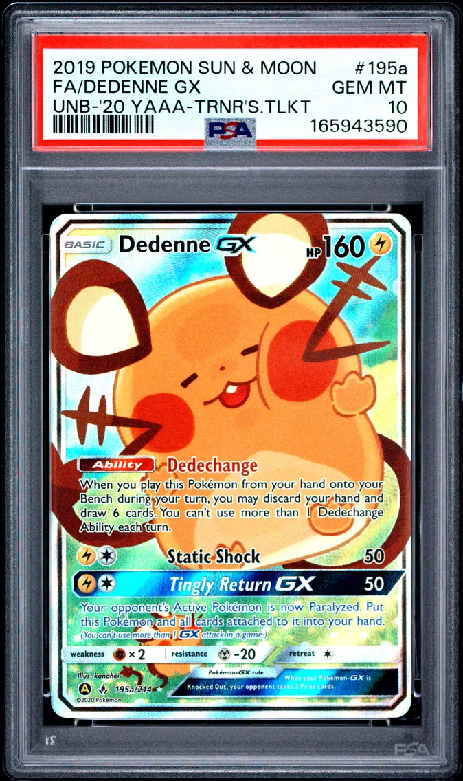 2019 #195a Full Art/Dedenne GX PSA 10 Sun & Moon Unbroken Bonds