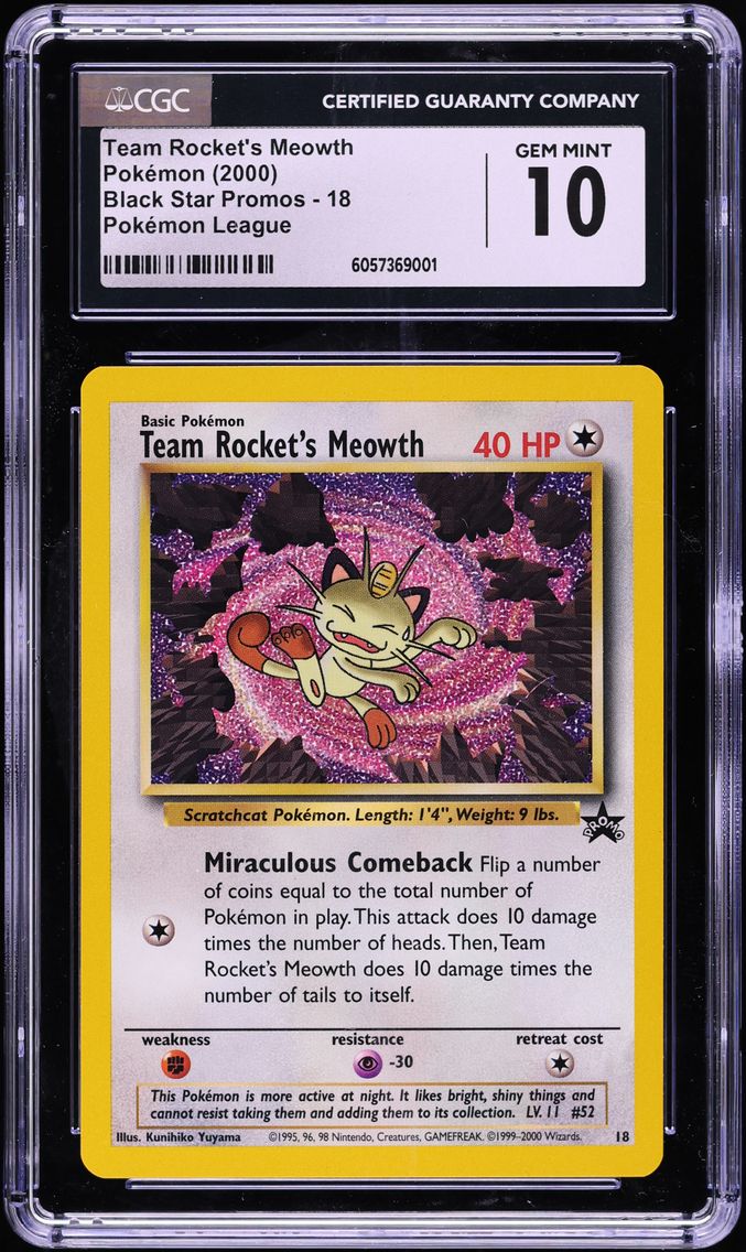 2000 #18 Team Rocket's Meowth CGC 10 Promo Black Star Pokemon