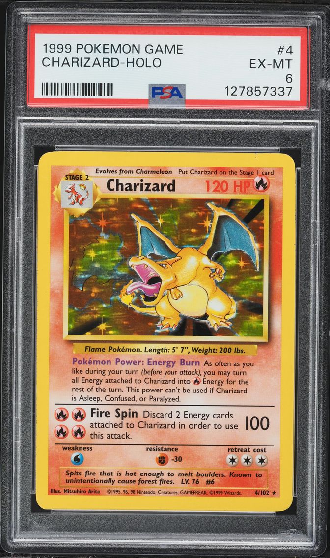 1999 #4 Charizard-Holo PSA 6 Game Pokemon