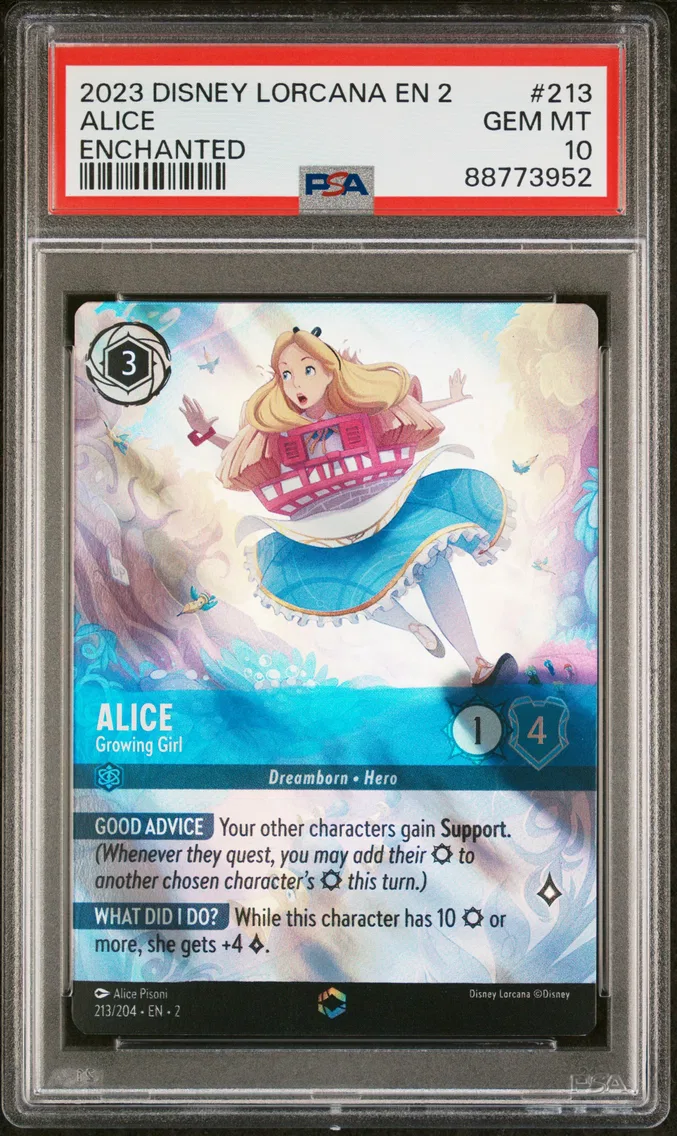 2023 #213 Alice - Growing Girl PSA 10 Disney Lorcana EN 2-Rise of the Floodborn