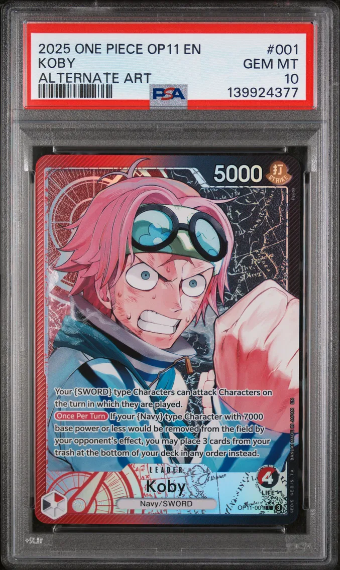 2025 #001 Koby PSA 10 One Piece OP11-A Fist of Divine Speed