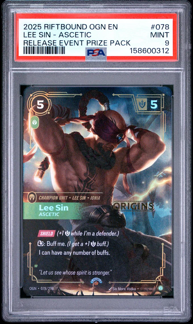 2025 #078 Lee Sin - Ascetic PSA 9 Riftbound: League of Legends Ogn-Origins