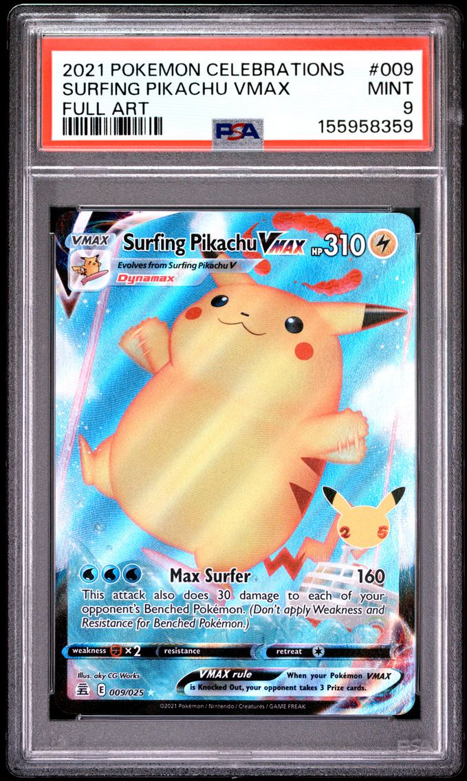 2021 #009 Full Art/Surfing Pikachu Vmax PSA 9 Celebrations