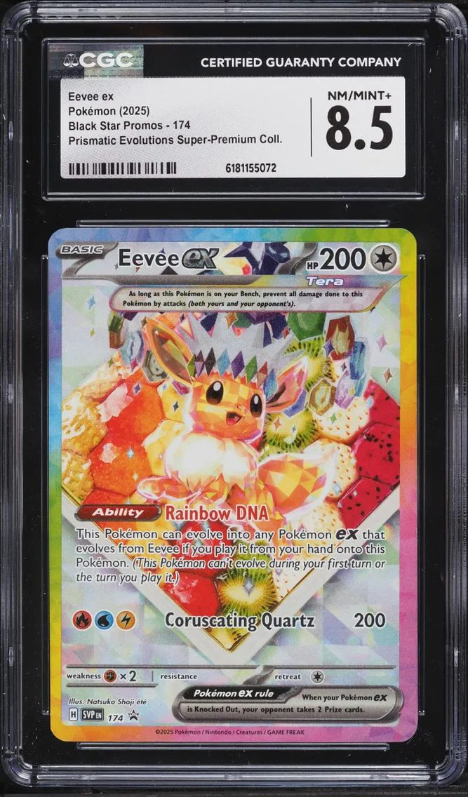 2025 Pokemon Scarlet & Violet Promo Prismatic Evolutions Premium Holo Eevee EX #174 CGC 8.5