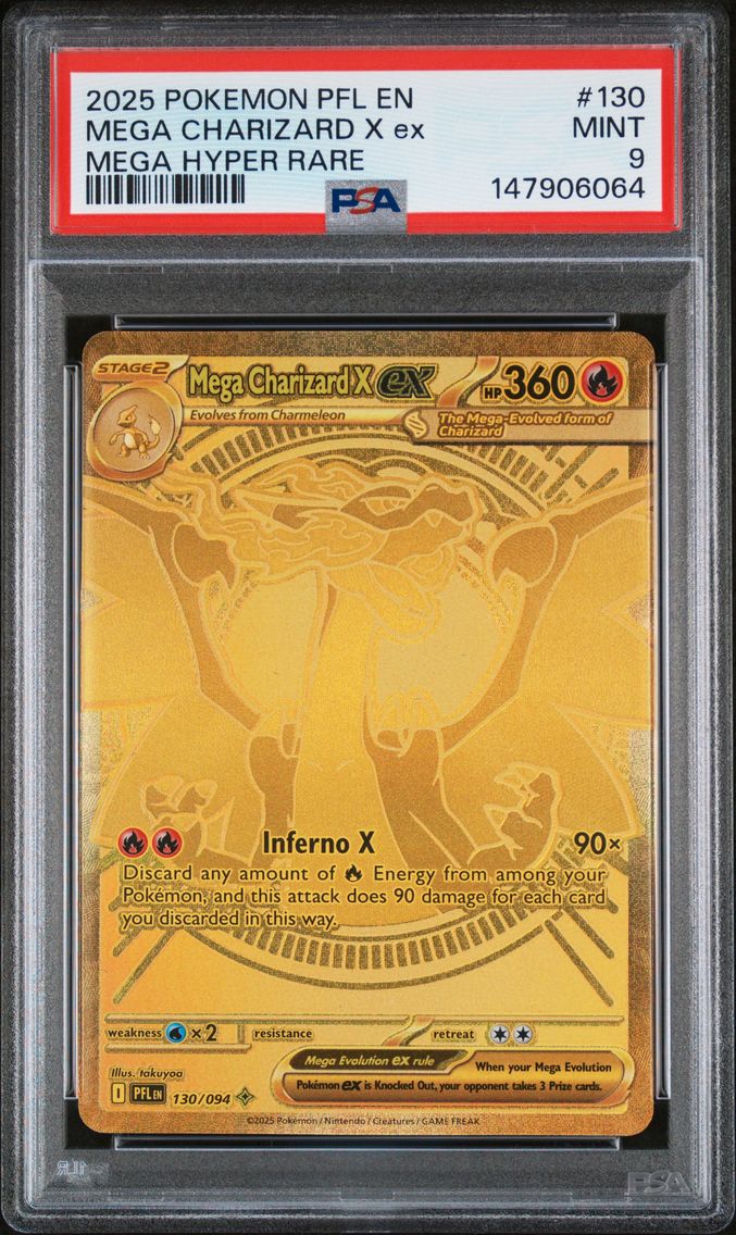 2025 #130 Mega Charizard X EX PSA 9 Pfl EN-Phantasmal Flames