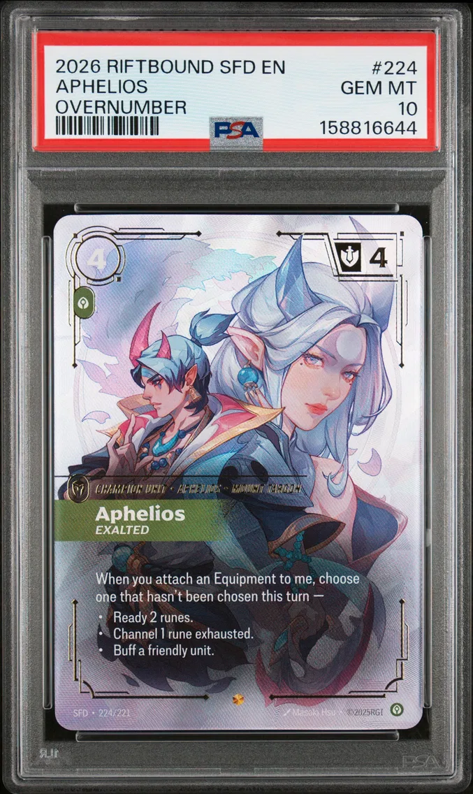2026 #224 Aphelios - Exalted PSA 10 Riftbound: League of Legends Sfd-Spiritforged