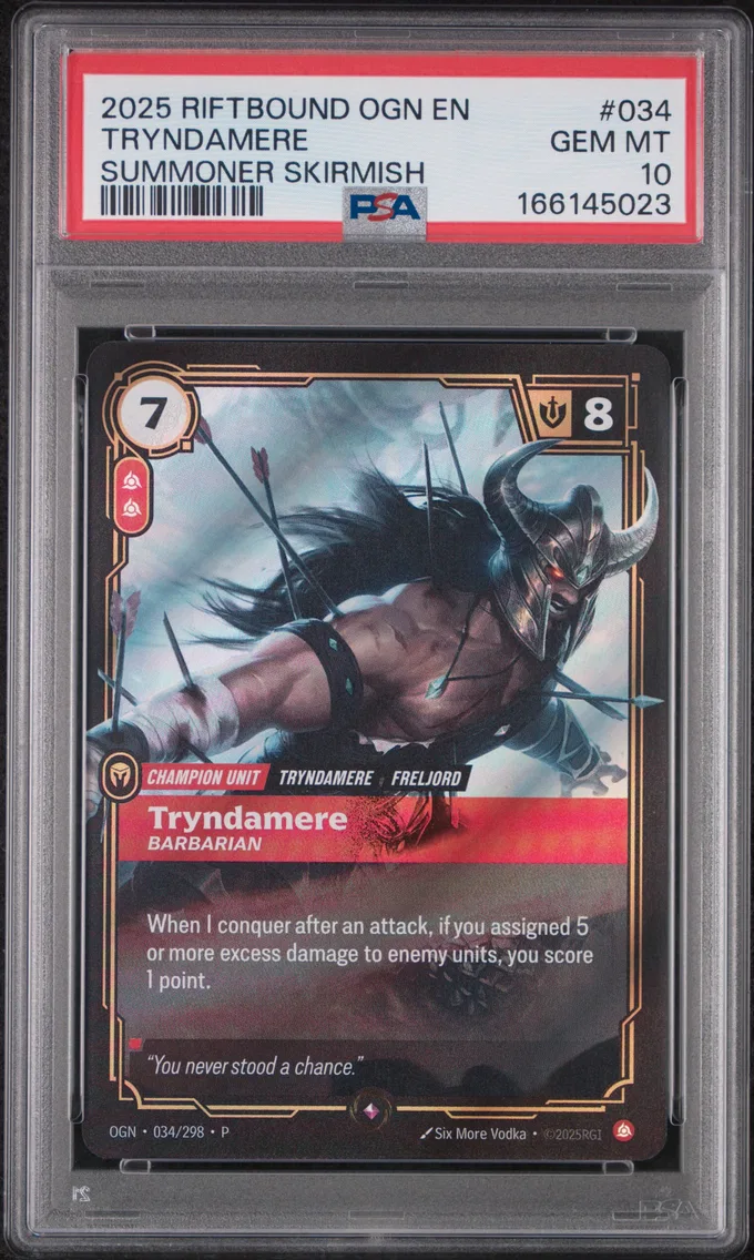 2025 #034 Tryndamere - Barbarian PSA 10 Riftbound: League of Legends Ogn-Origins