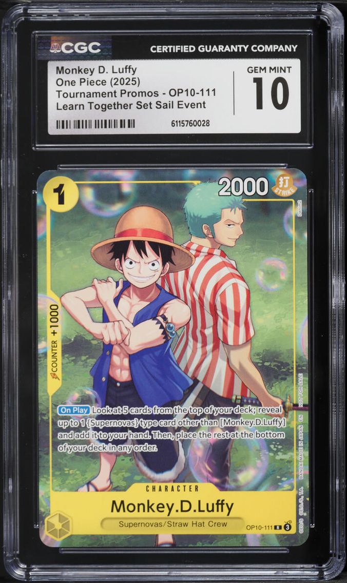 2025 One Piece Promo Learn Together Set Sail Event Monkey D. Luffy #OP10-111 CGC 10 GEM MINT