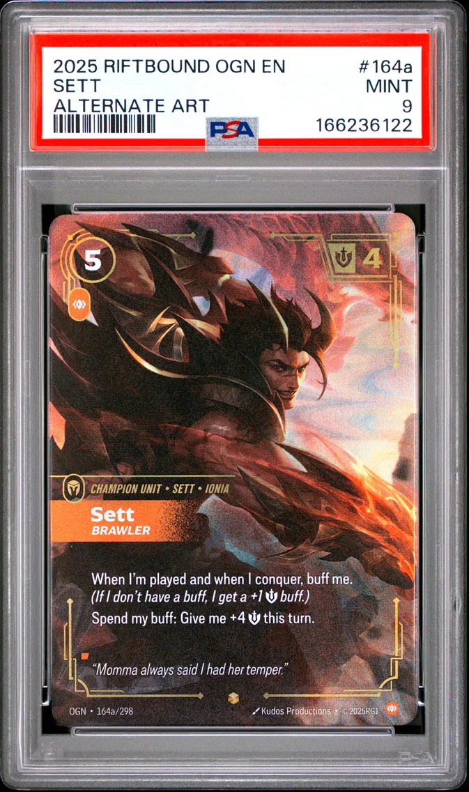 2025 #164a Sett - Brawler PSA 9 Riftbound: League of Legends Ogn-Origins