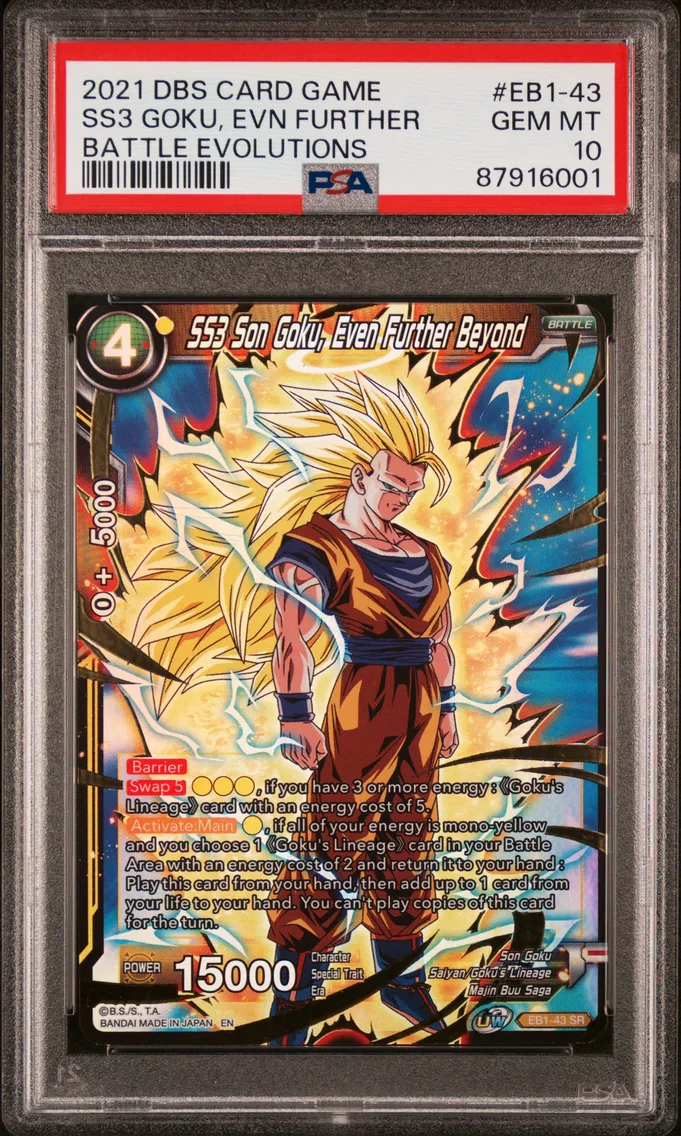 2021 #EB1-43 SS3 Son Goku, Even Further Beyond PSA 10 Dragon Ball Super Card Game Battle Evolutions Booster