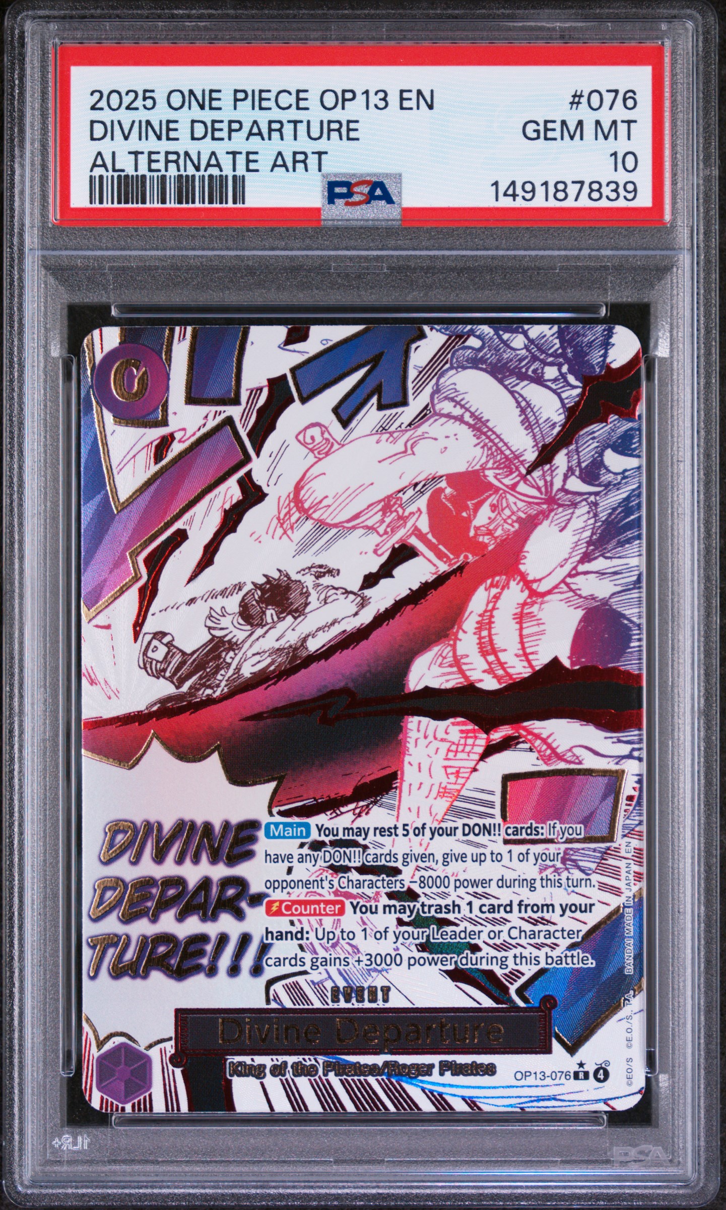 2025 #076 Divine Departure PSA 10 One Piece Op13-Carrying On His Will