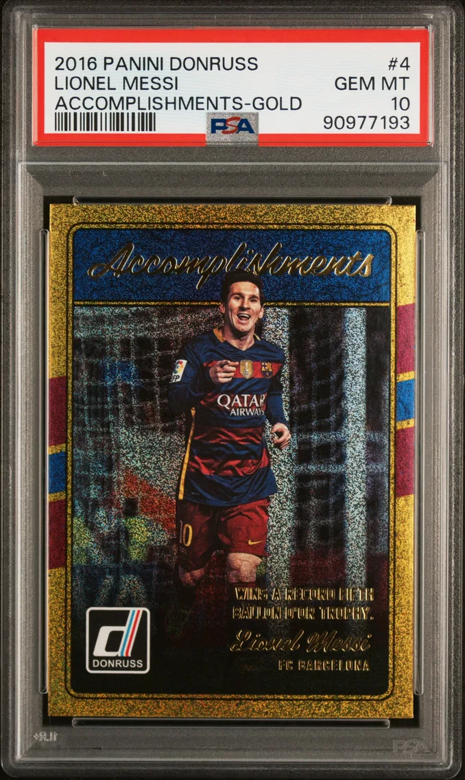2016 #4 Lionel Messi PSA 10 Panini Donruss Accomplishments