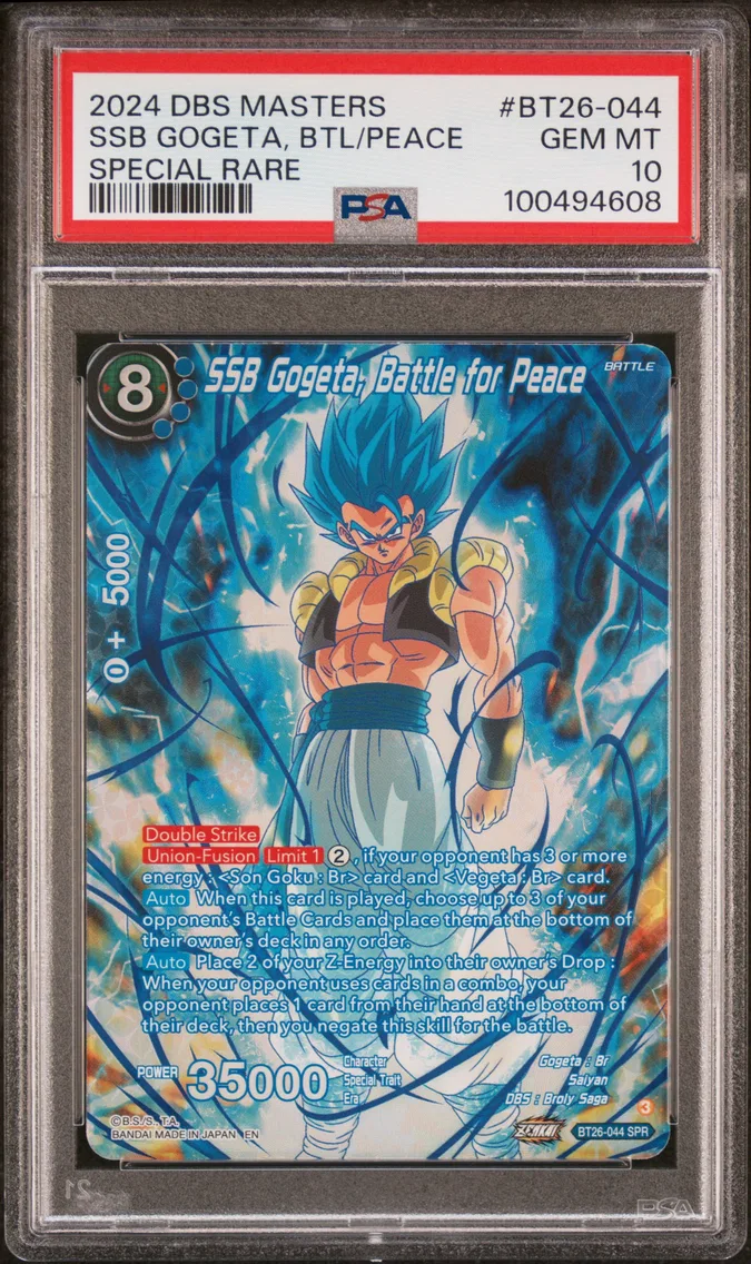 2024 #BT26-044 SSB Gogeta, Battle for Peace PSA 10 Dragon Ball Super Card Game Masters Series 26 Ultimate Advent