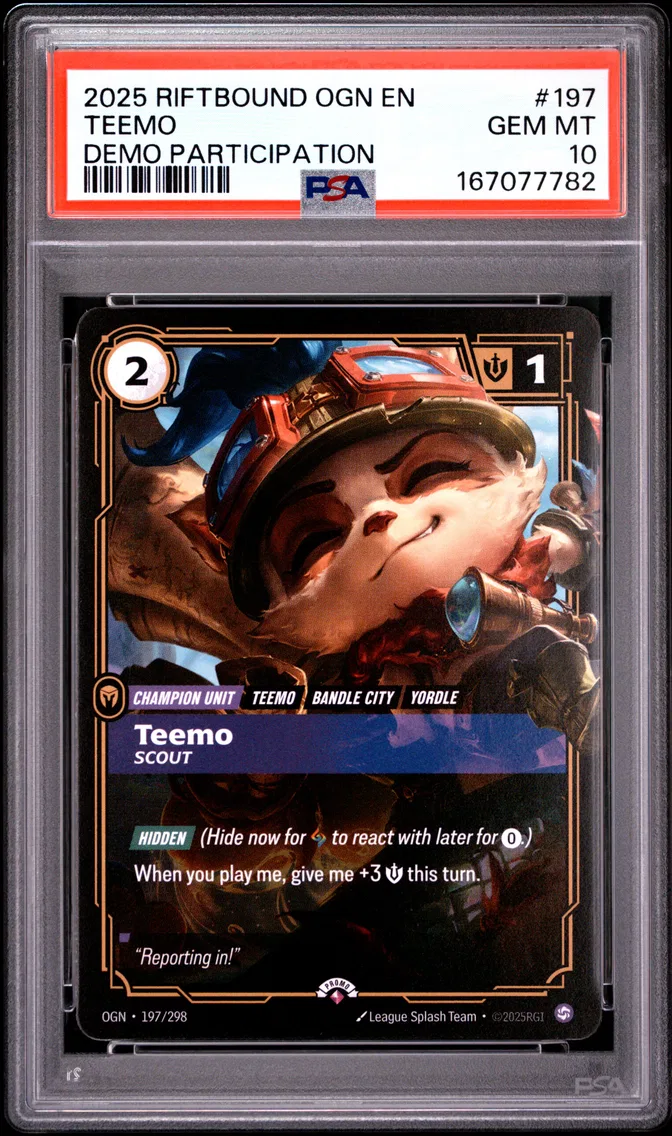 2025 #197 Teemo - Scout PSA 10 Riftbound: League of Legends Ogn-Origins