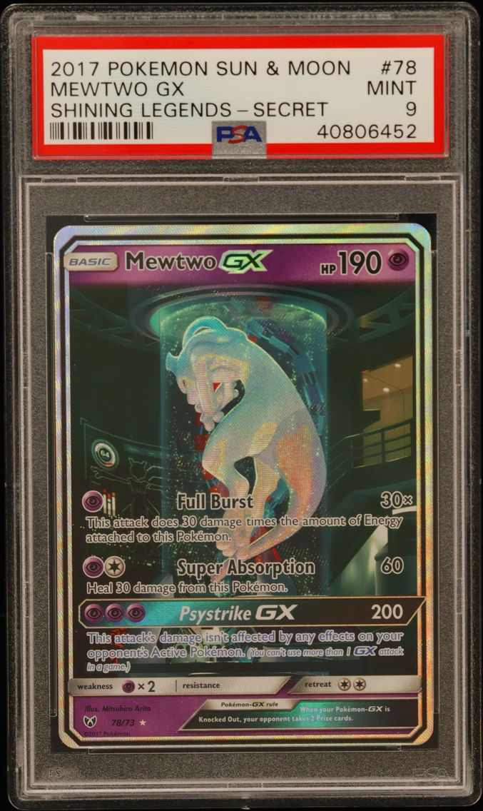 2017 #78 Mewtwo GX PSA 9 Sun & M