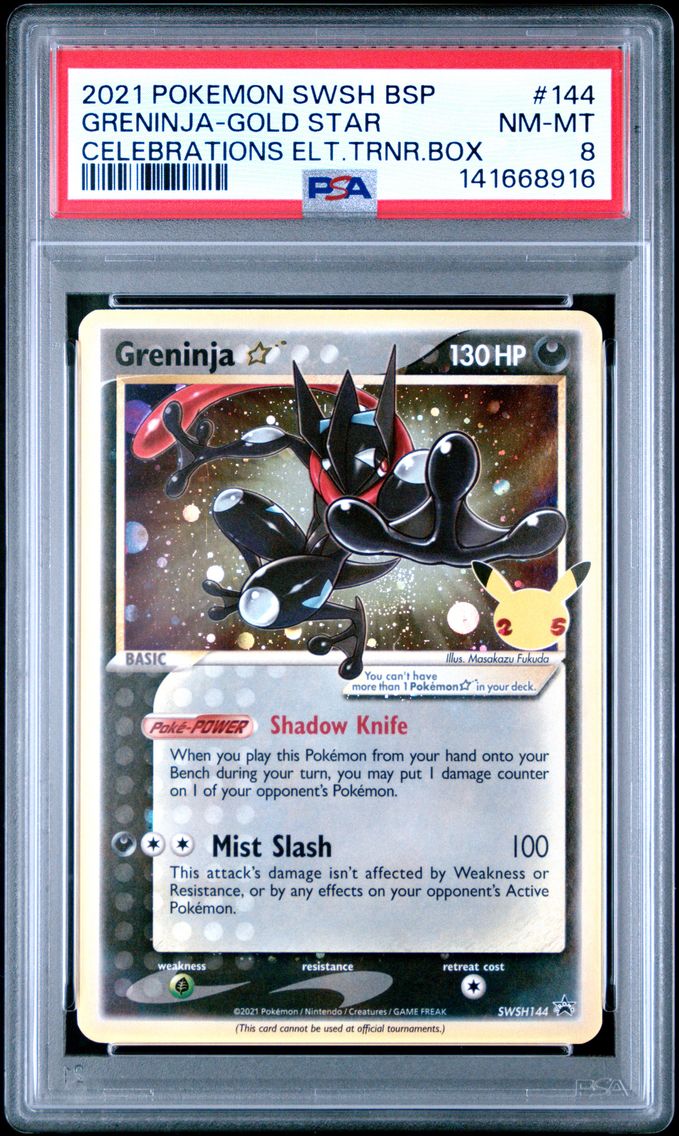 2021 #144 Greninja-Gold Star PSA 8 Swsh Black Star Promo