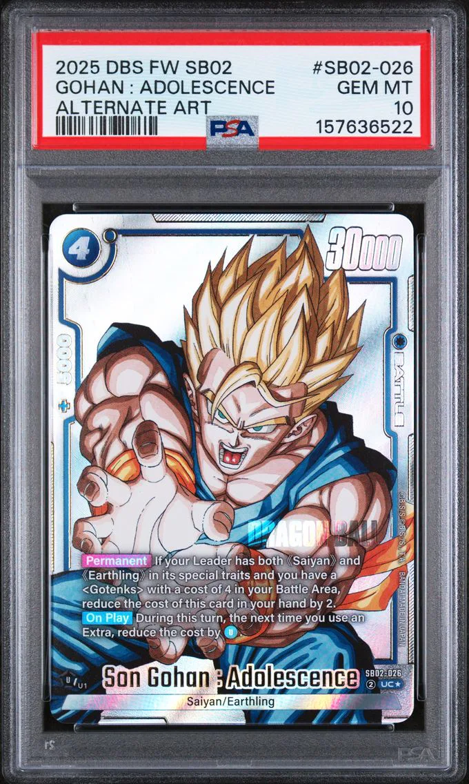2025 #SB02-026 Son Gohan : Adolescence PSA 10 Dragon Ball Super Card Game Fusion World Manga Booster 02