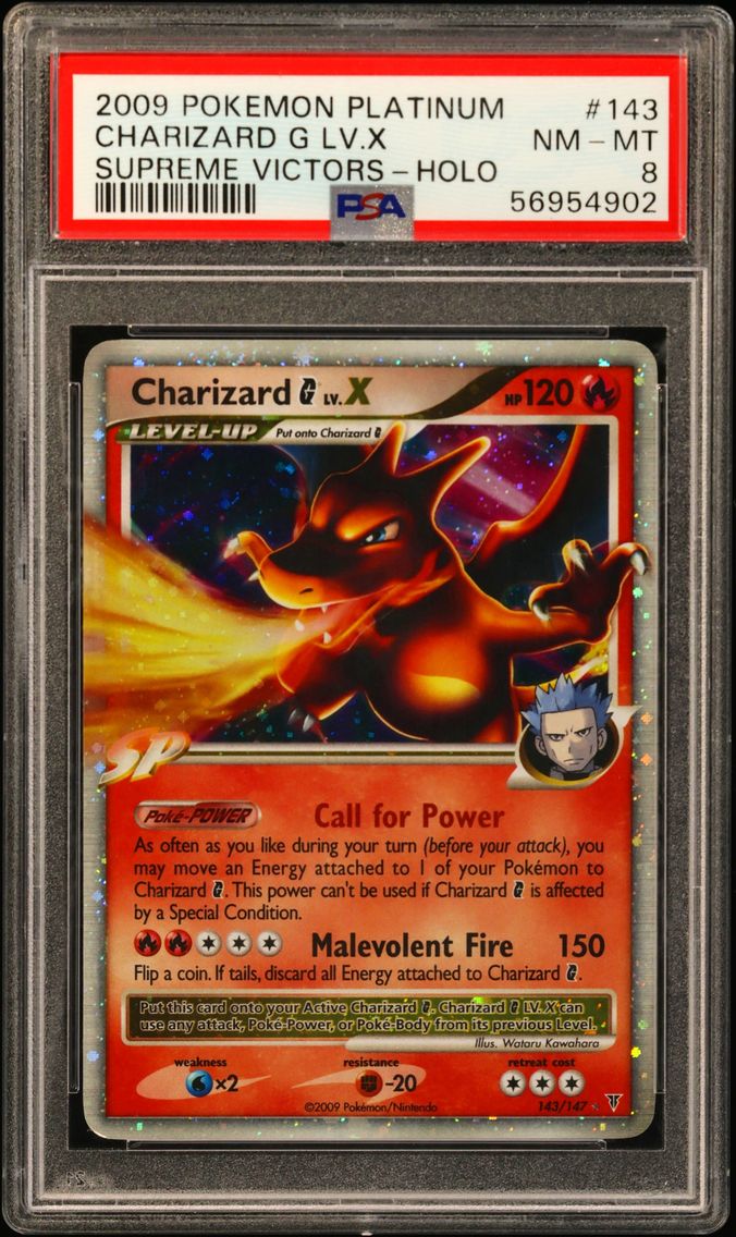 2009 #143 Charizard G LV.X-Holo PSA 8 Platinum Supreme Victors