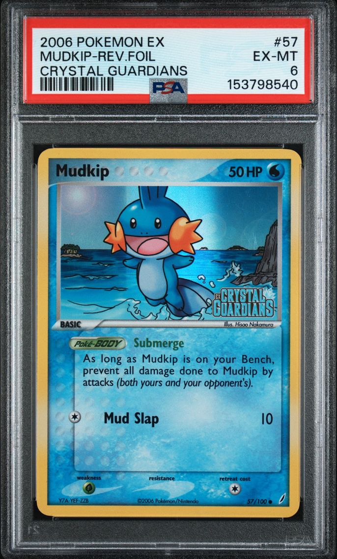 2006 #57 Mudkip-Reverse Foil PSA 6 EX Crystal Guardians