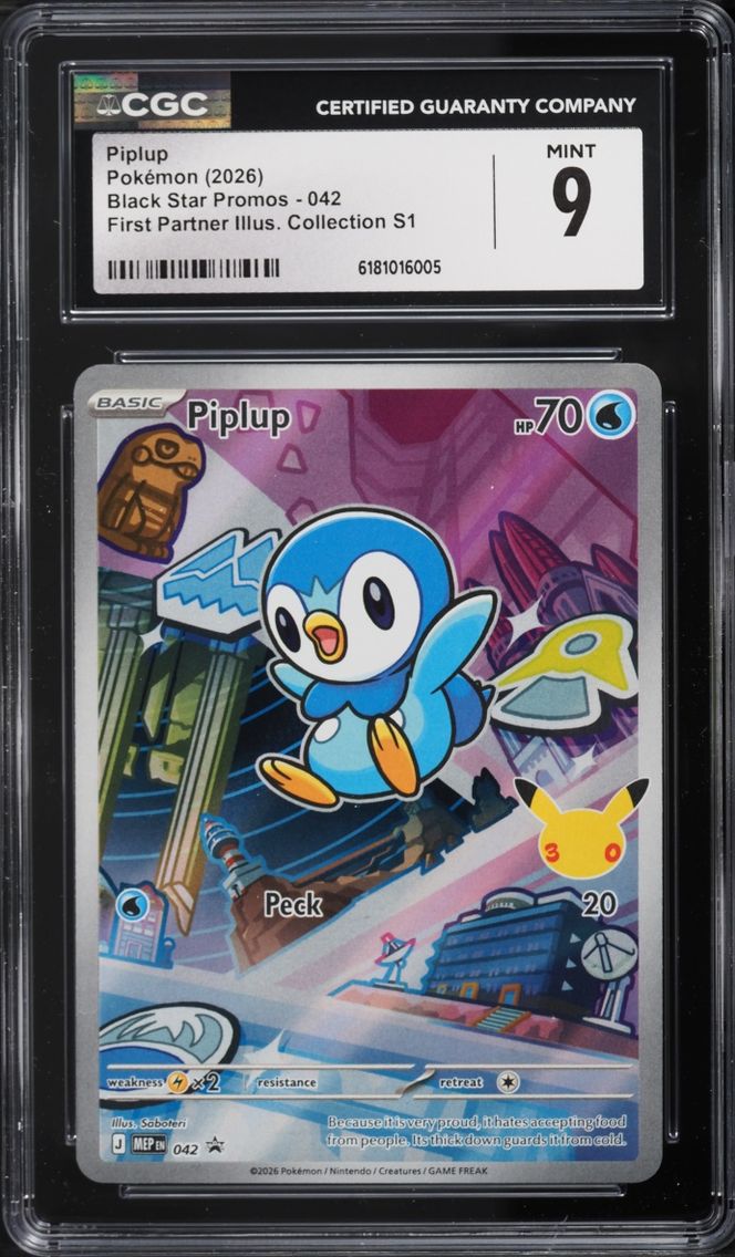 2026 Pokemon Mega Evolution Promo First Partner Illustration S1 Full Art Piplup #42 CGC 9 MINT
