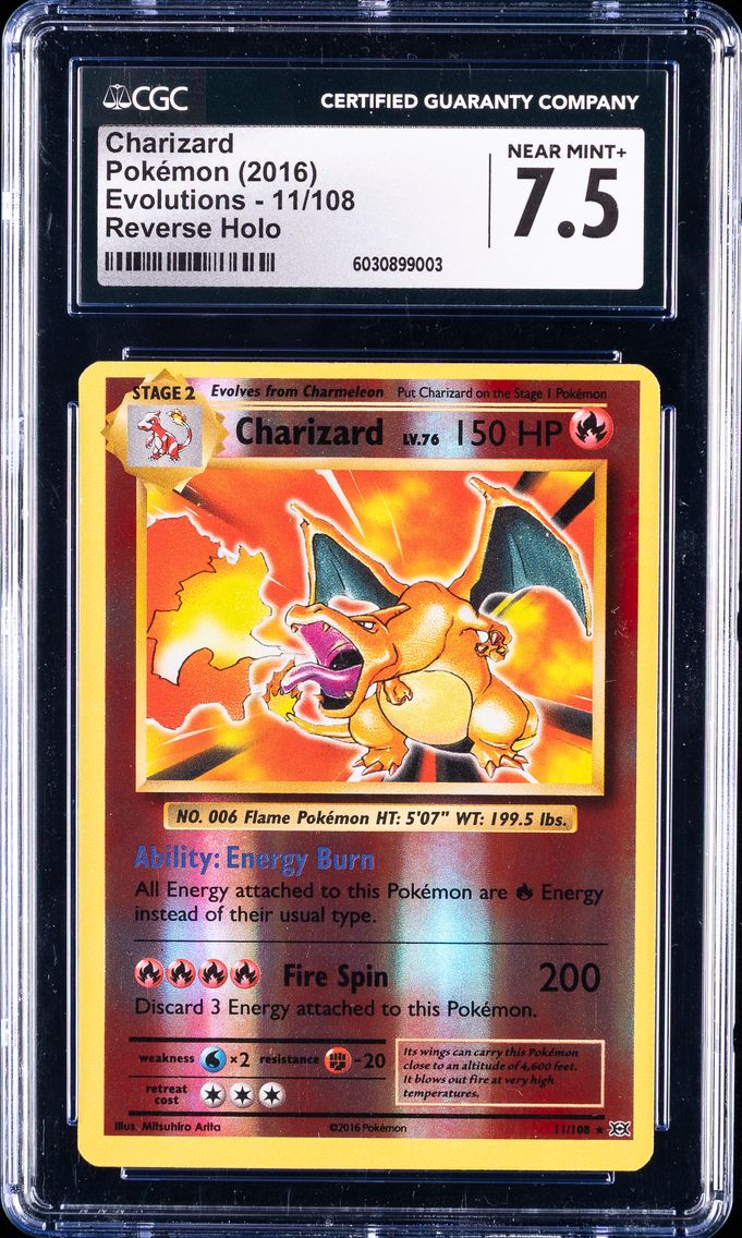 2016 #11 Charizard-Reverse Foil CGC 7.5 XY Evolutions Pokemon