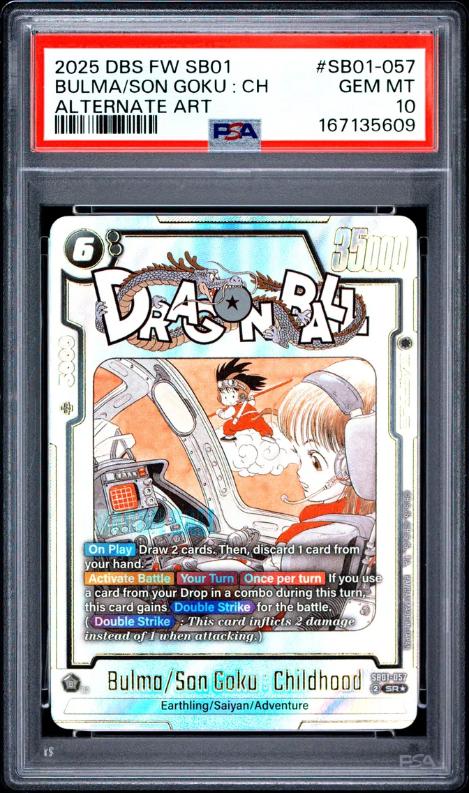 2025 #SB01-057 Bulma/Son Goku : Childhood PSA 10 Dragon Ball Super Card Game Fusion World Manga Booster 01