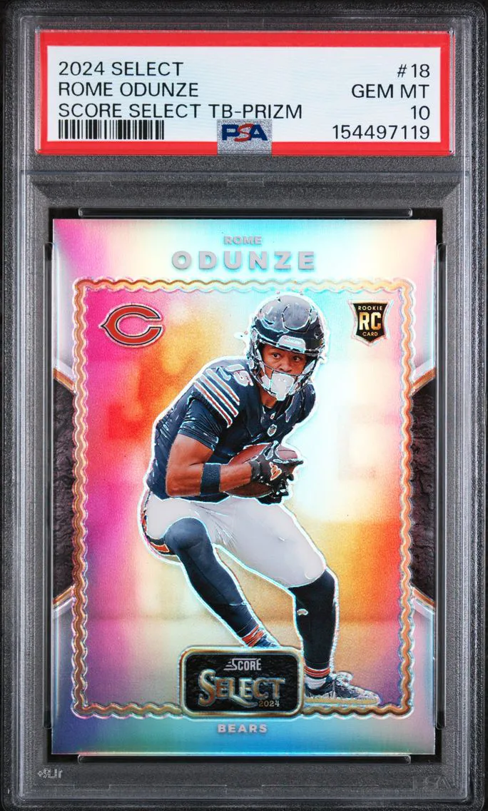 2024 #18 Rome Odunze PSA 10 Panini Select Score Select Throwback