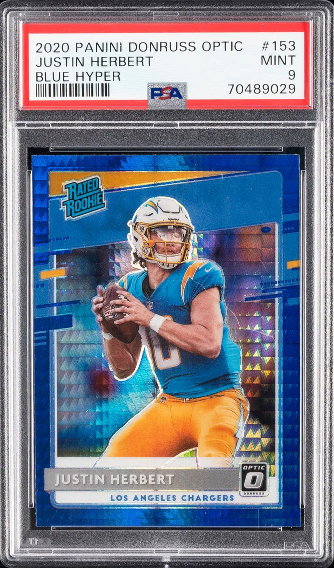 2020 #153 Justin Herbert PSA 9 Panini Donruss Optic Football