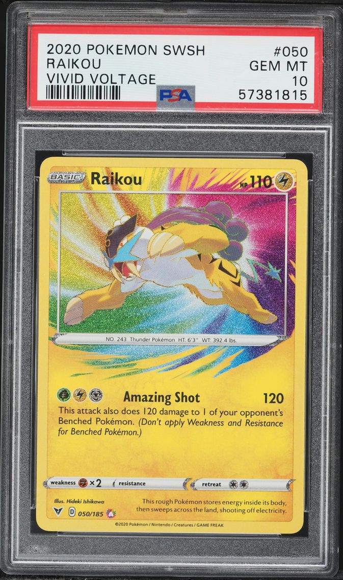 2020 #050 Raikou PSA 10 Sword & Shield Vivid Voltage Pokemon