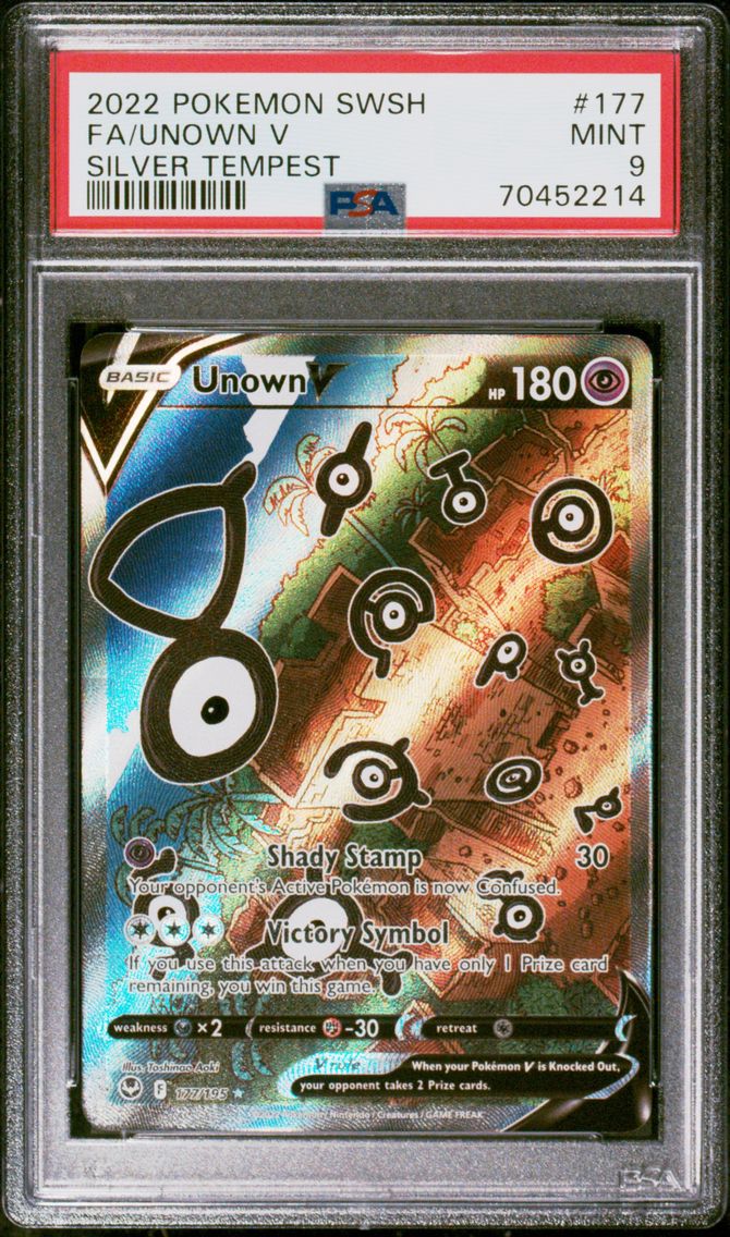 2022 #177 Full Art/Unown V PSA 9 Sword & Shield Silver Tempest