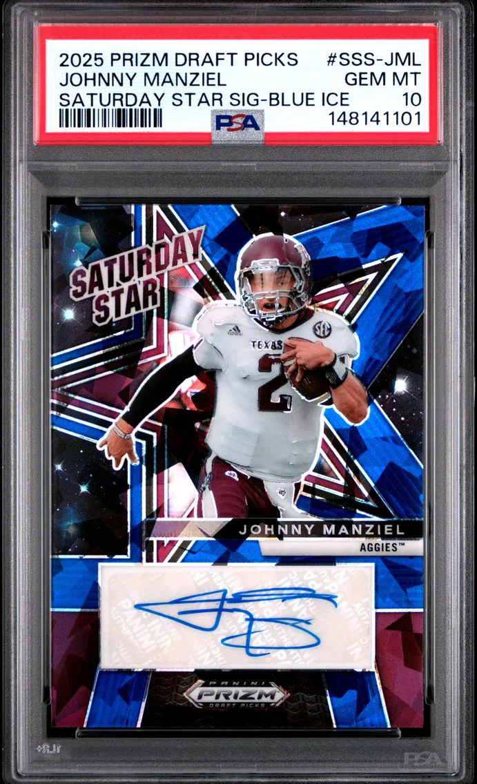 2025 #SSS-JML Johnny Manziel PSA 10 Panini Prizm Draft Picks Saturday Star Signatures