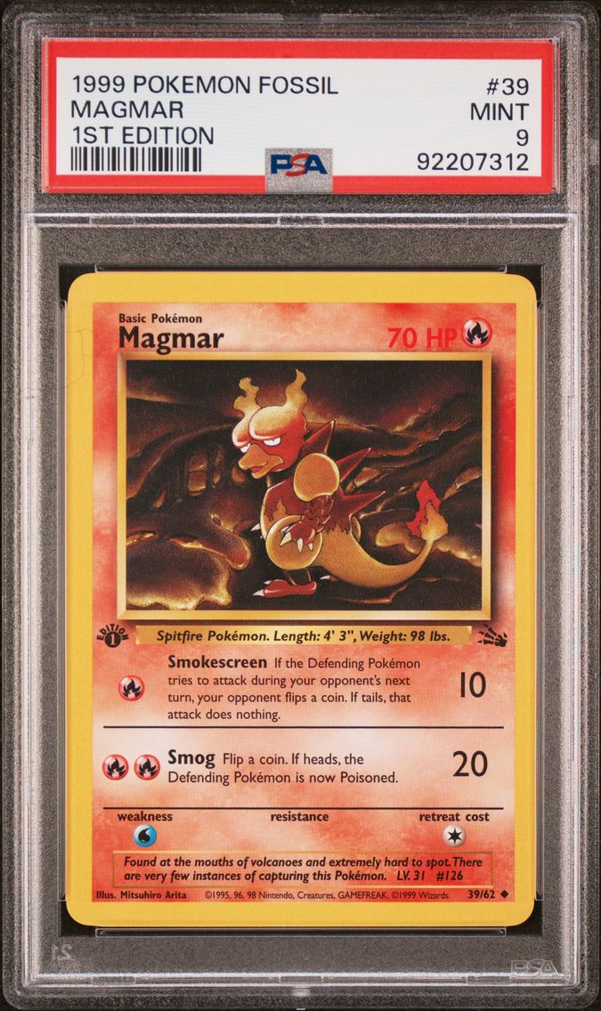 1999 #39 Magmar 1st Edition PSA 9 Fossil