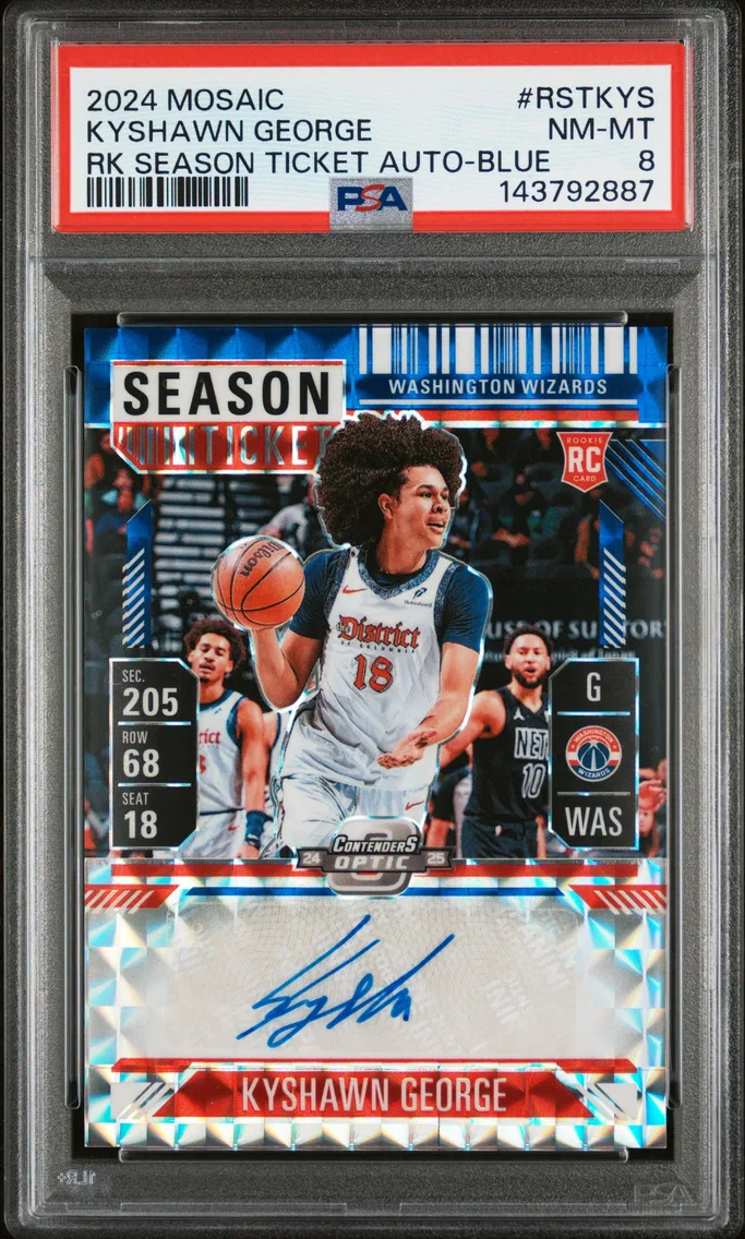2024 #RSTKYS Kyshawn George PSA 8 Panini Mosaic Rookie Season Ticket Autographs