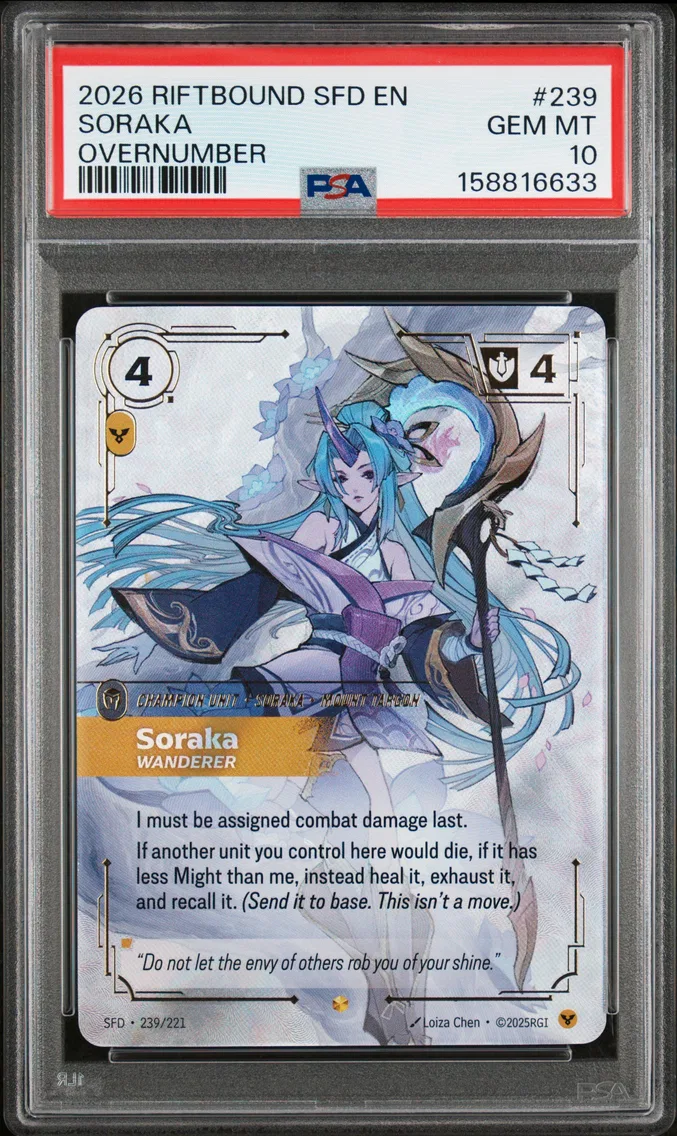 2026 #239 Soraka - Wanderer PSA 10 Riftbound: League of Legends Sfd-Spiritforged