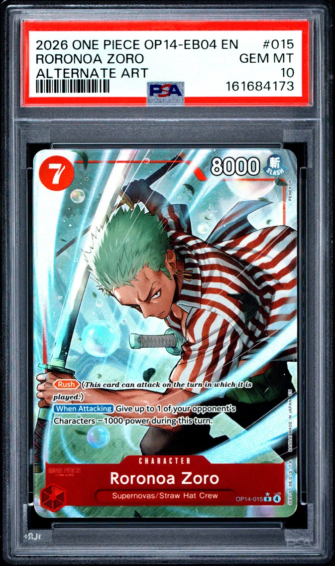 2026 #015 Roronoa Zoro PSA 10 One Piece OP14-EB04-the Azure Sea's Seven