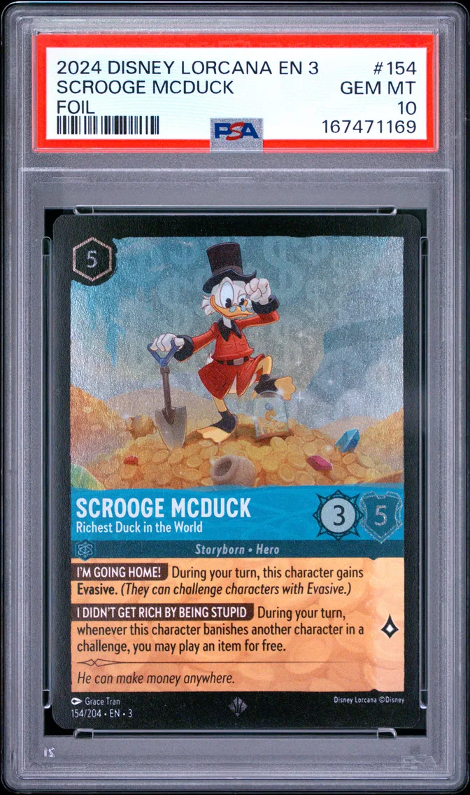 2024 #154 Scrooge Mcduck - Richest Duck in the World PSA 10 Disney Lorcana EN 3-Into the Inklands