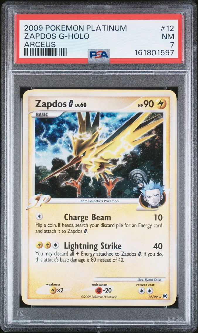 2009 Pokemon Platinum Arceus Zapdos G-Holo Platinum Arceus #12 PSA 7