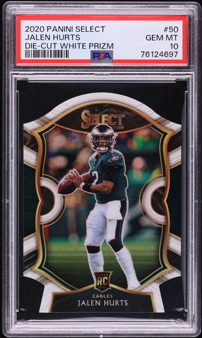 2020 #50 Select Die-Cut White Prizm Jalen Hurts ROOKIE GEM MINT PSA 10