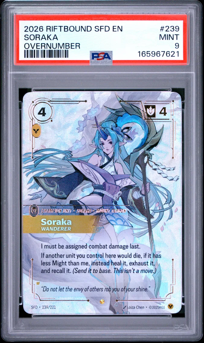 2026 #239 Soraka - Wanderer PSA 9 Riftbound: League of Legends Sfd-Spiritforged