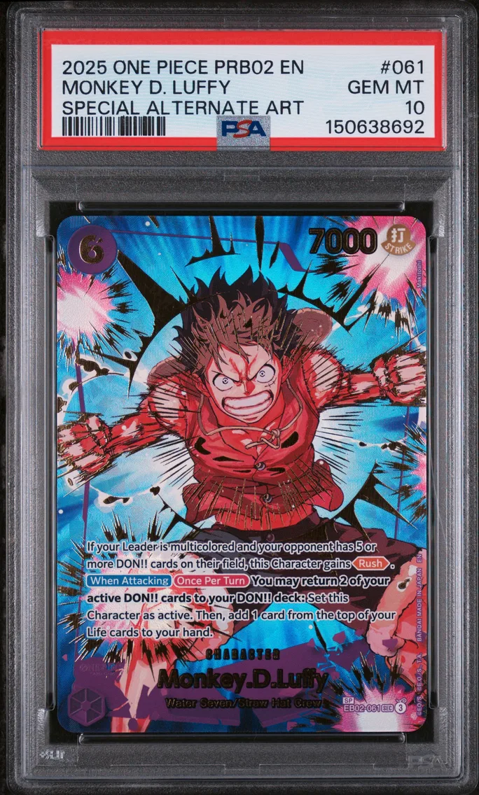 2025 #061 Monkey D. Luffy PSA 10 One Piece PRB02-Premium Booster -One Piece Card the Best- Vol.2