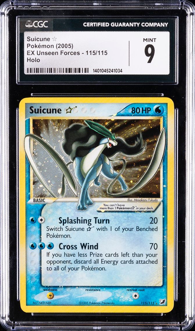 2005 #115 Suicune GOLD STAR CGC 9 EX Unseen Forces Pokemon